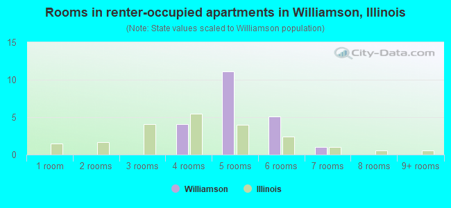 Rooms in renter-occupied apartments in Williamson, Illinois