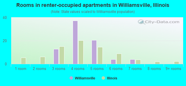 Rooms in renter-occupied apartments in Williamsville, Illinois