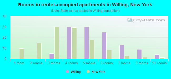 Rooms in renter-occupied apartments in Willing, New York
