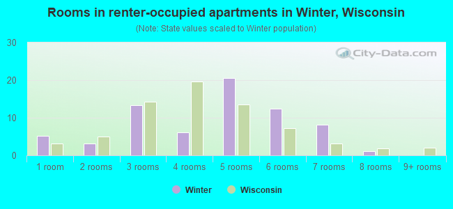Rooms in renter-occupied apartments in Winter, Wisconsin