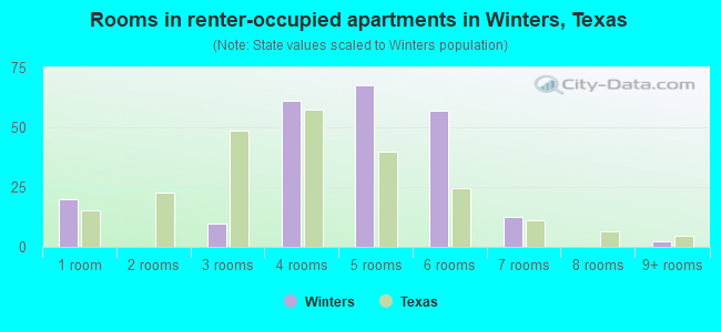 Rooms in renter-occupied apartments in Winters, Texas