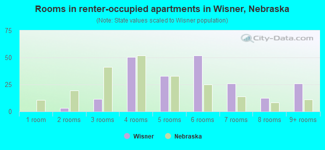 Rooms in renter-occupied apartments in Wisner, Nebraska