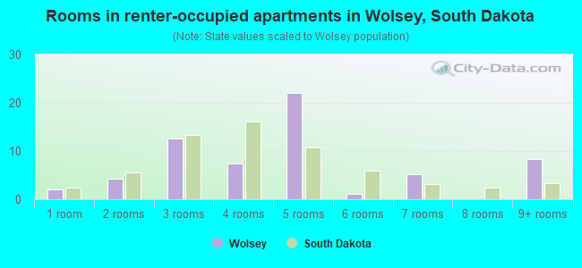 Rooms in renter-occupied apartments in Wolsey, South Dakota