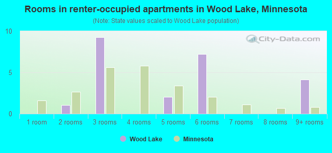 Rooms in renter-occupied apartments in Wood Lake, Minnesota