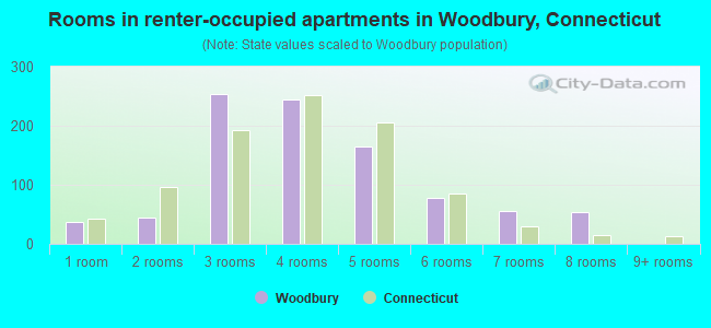 Rooms in renter-occupied apartments in Woodbury, Connecticut