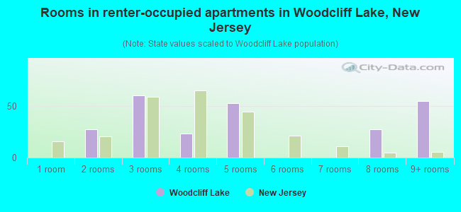 Rooms in renter-occupied apartments in Woodcliff Lake, New Jersey