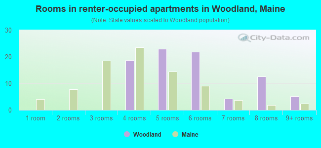 Rooms in renter-occupied apartments in Woodland, Maine