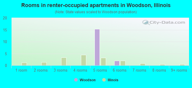 Rooms in renter-occupied apartments in Woodson, Illinois