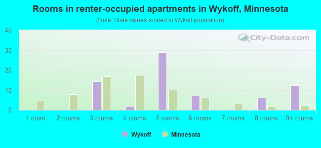 Rooms in renter-occupied apartments in Wykoff, Minnesota
