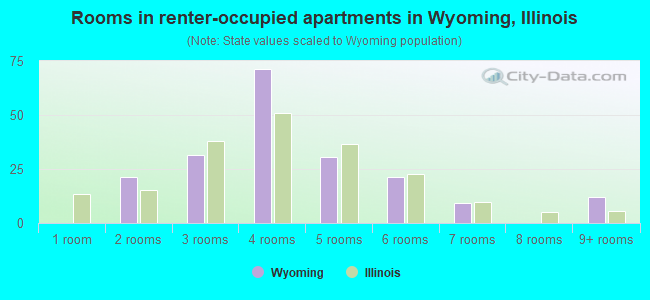 Rooms in renter-occupied apartments in Wyoming, Illinois