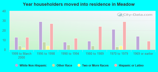 Year householders moved into residence in Meadow