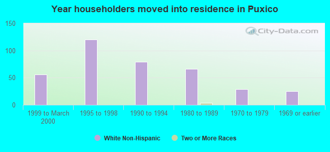 Year householders moved into residence in Puxico