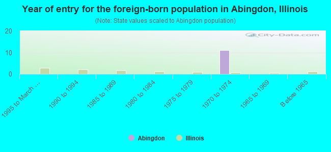 Year of entry for the foreign-born population in Abingdon, Illinois