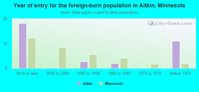 Year of entry for the foreign-born population in Aitkin, Minnesota
