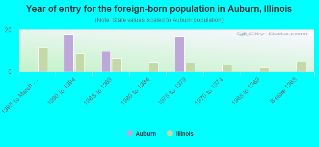Year of entry for the foreign-born population in Auburn, Illinois