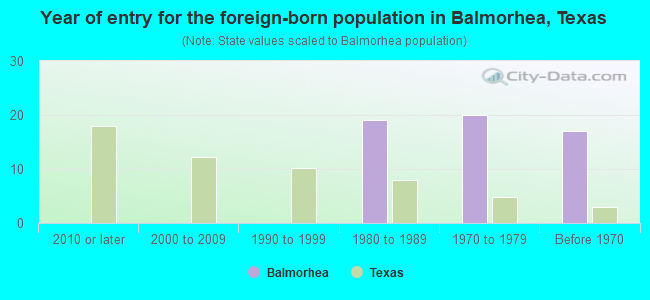 Year of entry for the foreign-born population in Balmorhea, Texas