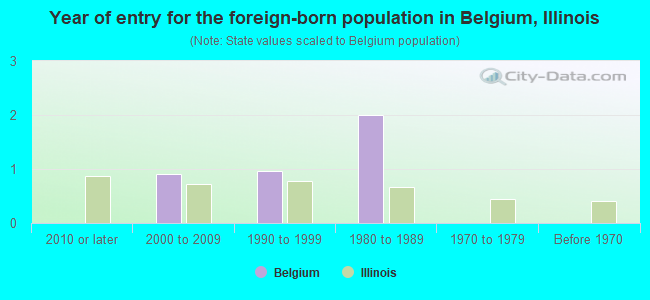 Year of entry for the foreign-born population in Belgium, Illinois