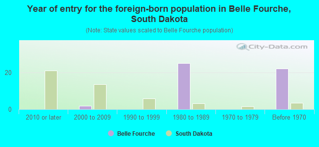 Year of entry for the foreign-born population in Belle Fourche, South Dakota