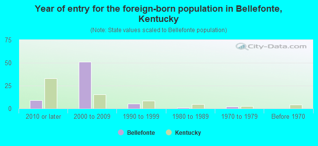 Year of entry for the foreign-born population in Bellefonte, Kentucky