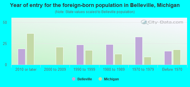 Year of entry for the foreign-born population in Belleville, Michigan