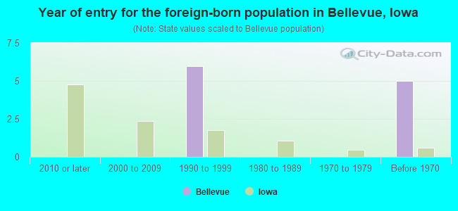 Year of entry for the foreign-born population in Bellevue, Iowa