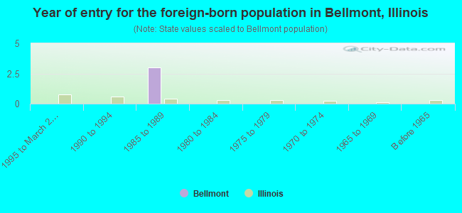 Year of entry for the foreign-born population in Bellmont, Illinois