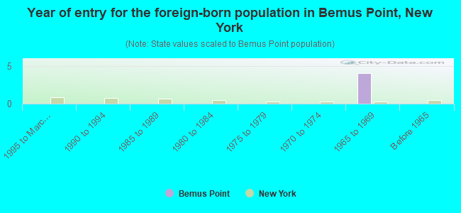 Year of entry for the foreign-born population in Bemus Point, New York