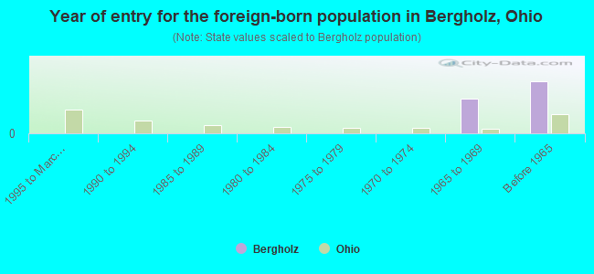 Year of entry for the foreign-born population in Bergholz, Ohio