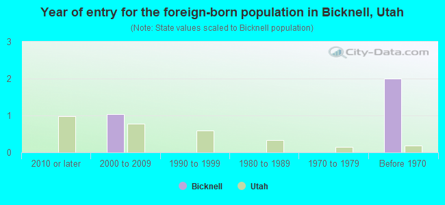 Year of entry for the foreign-born population in Bicknell, Utah