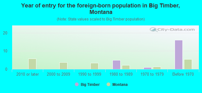 Year of entry for the foreign-born population in Big Timber, Montana