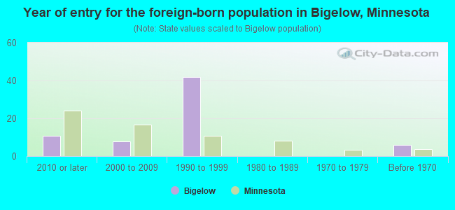 Year of entry for the foreign-born population in Bigelow, Minnesota