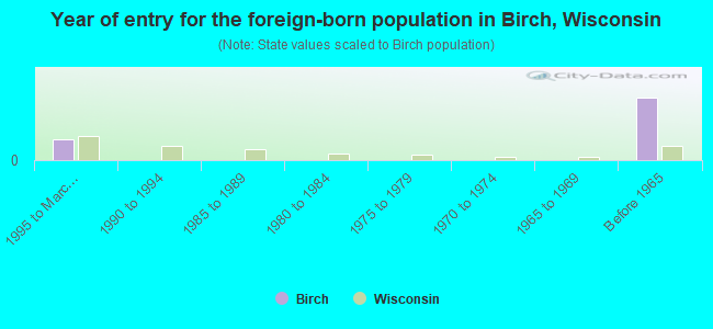 Year of entry for the foreign-born population in Birch, Wisconsin