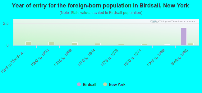 Year of entry for the foreign-born population in Birdsall, New York