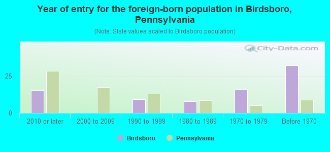 Year of entry for the foreign-born population in Birdsboro, Pennsylvania