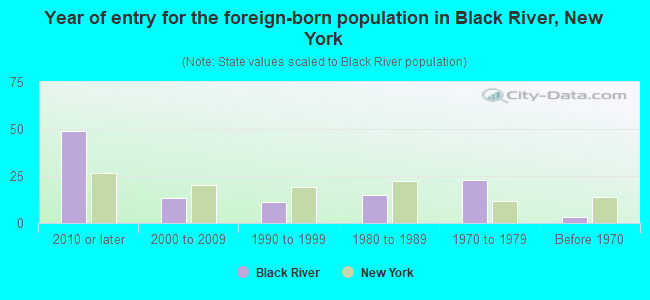 Year of entry for the foreign-born population in Black River, New York