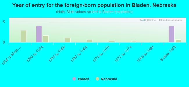 Year of entry for the foreign-born population in Bladen, Nebraska