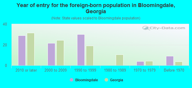 Year of entry for the foreign-born population in Bloomingdale, Georgia