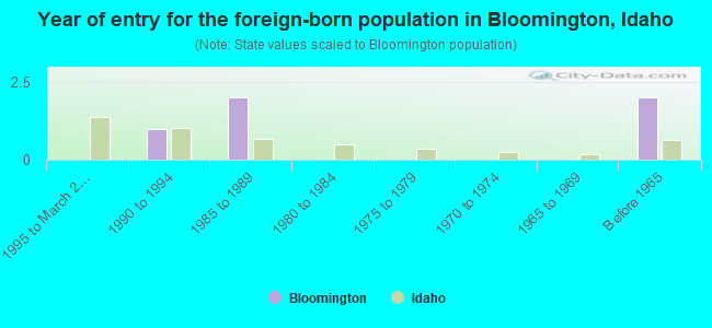 Year of entry for the foreign-born population in Bloomington, Idaho