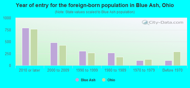 Year of entry for the foreign-born population in Blue Ash, Ohio