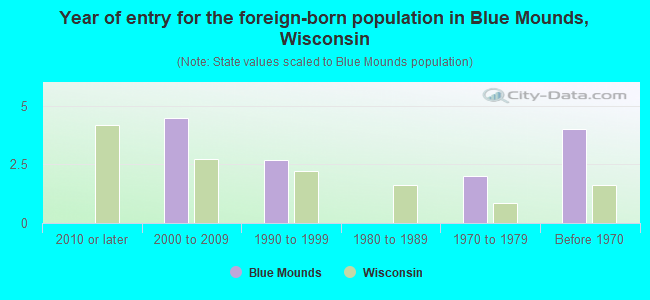 Year of entry for the foreign-born population in Blue Mounds, Wisconsin