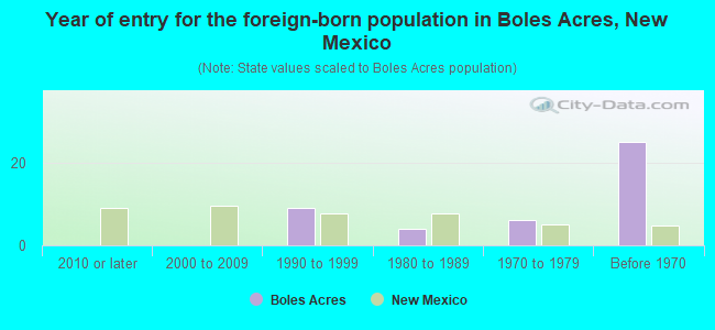 Year of entry for the foreign-born population in Boles Acres, New Mexico