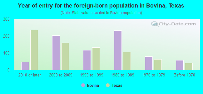 Year of entry for the foreign-born population in Bovina, Texas