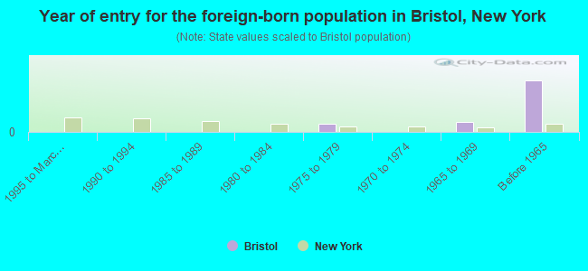 Year of entry for the foreign-born population in Bristol, New York