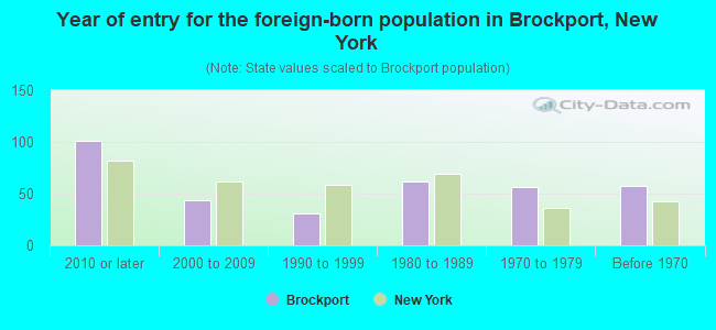 Year of entry for the foreign-born population in Brockport, New York
