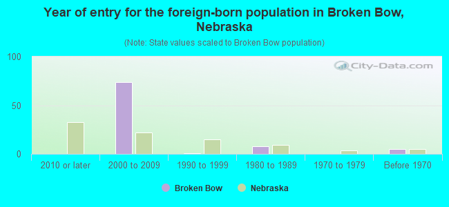 Year of entry for the foreign-born population in Broken Bow, Nebraska