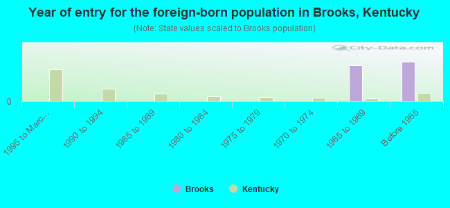 Year of entry for the foreign-born population in Brooks, Kentucky