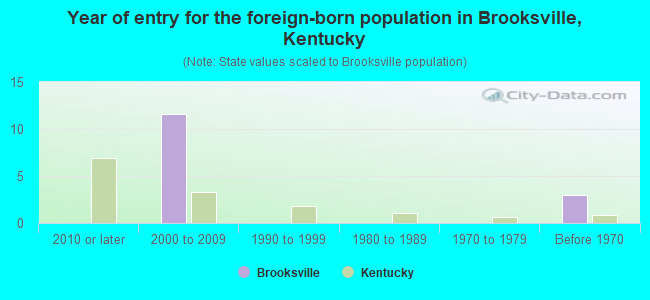 Year of entry for the foreign-born population in Brooksville, Kentucky