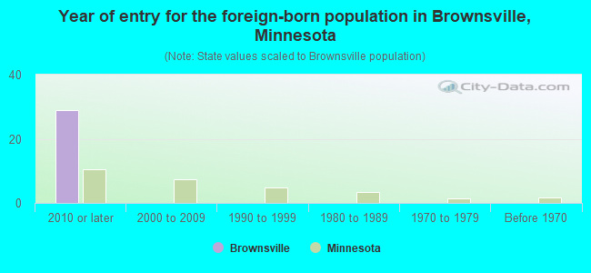 Year of entry for the foreign-born population in Brownsville, Minnesota