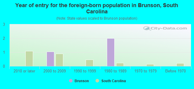 Year of entry for the foreign-born population in Brunson, South Carolina