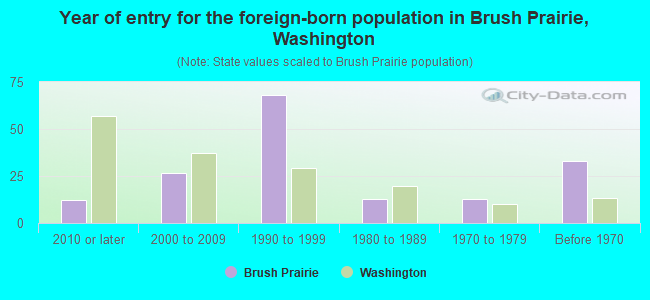 Year of entry for the foreign-born population in Brush Prairie, Washington